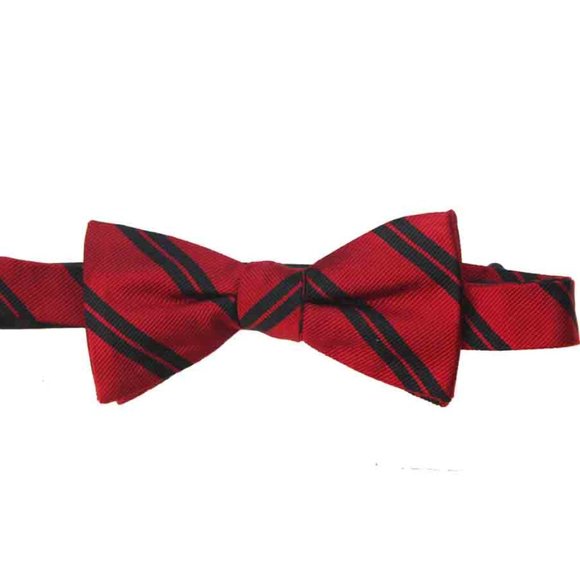 Ben Sherman Repp Stripe Bow Tie Silk Red Black Men's OS Adjustable - Picture 2 of 2
